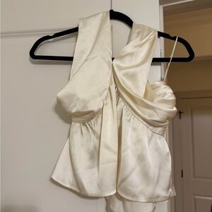 French Connection Cream Satin Sleeveless Blouse